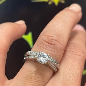925 Silver Moissanite Ring Set size 7